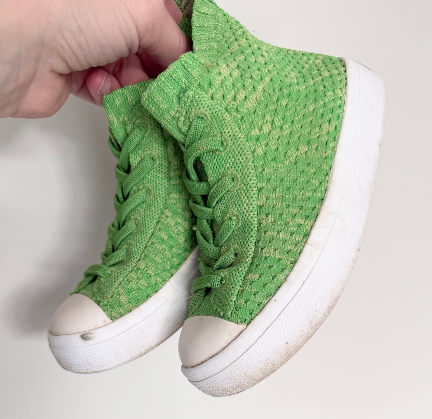 Native Green Knit Mesh Hightop Stretch Lace Sneakers (10)