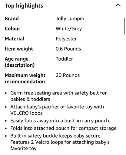 Jolly Jumper Sani-Shopper Cover in Grey & White