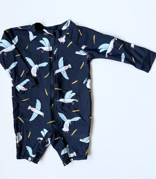Cotton On Baby Navy Seagulls Rashguard Swimsuit (12-18 Months)