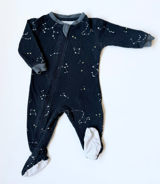 ZippyJamz Black Constellation Sleeper (3-6 Months)