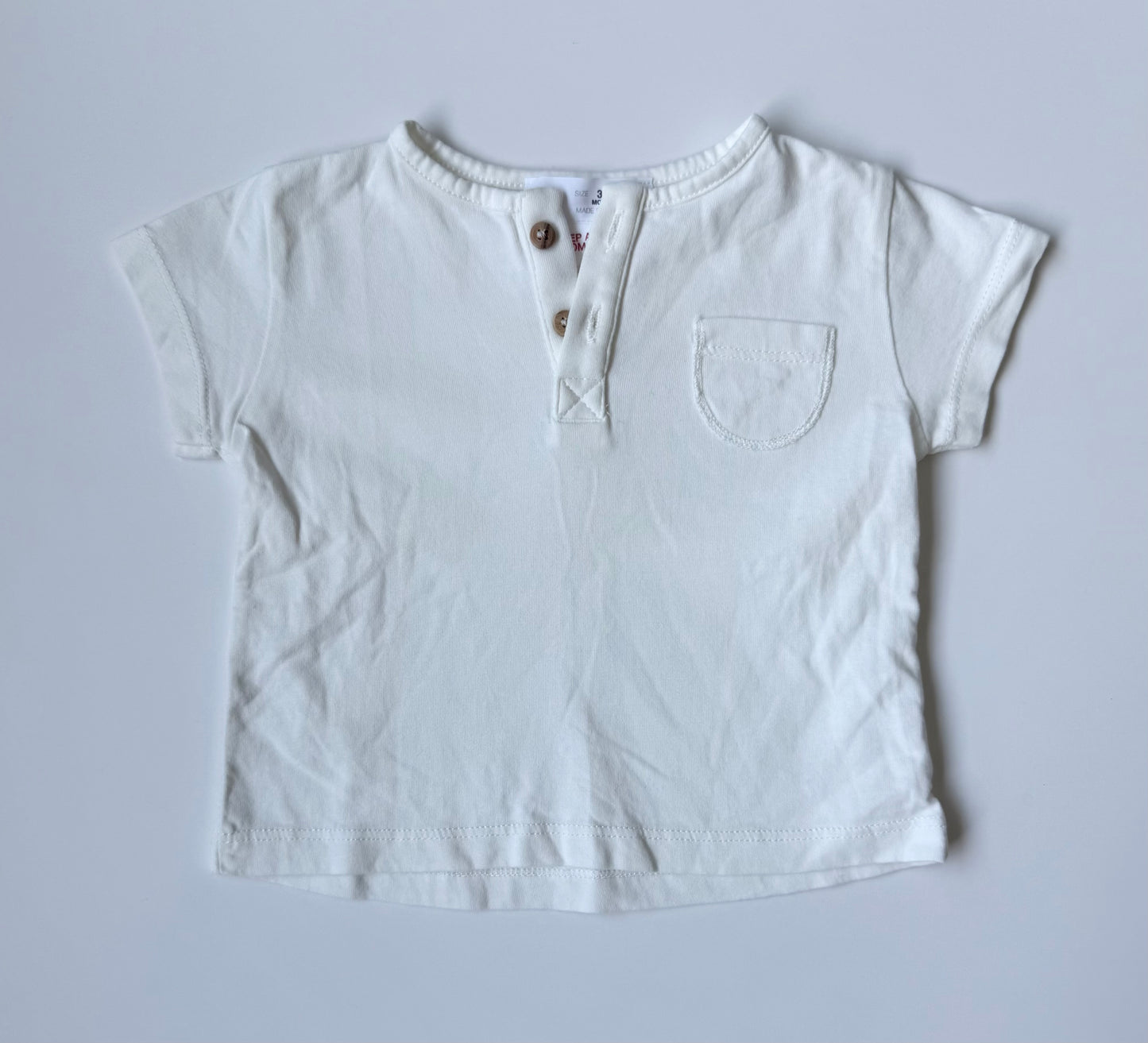 Zara White Two Button T-Shirt (3-6 Months)