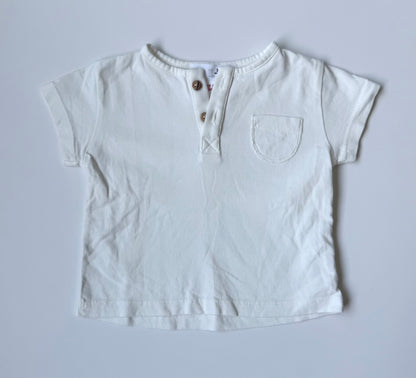 Zara White Two Button T-Shirt (3-6 Months)
