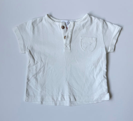 Zara White Two Button T-Shirt (3-6 Months)