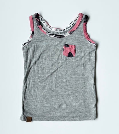 LP Apparel Grey & Pink Cheetah Trim Tank Top (12-18 Months)
