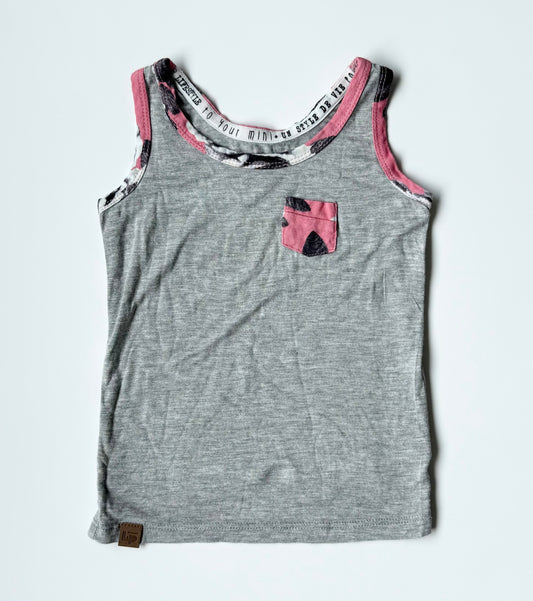 LP Apparel Grey & Pink Cheetah Trim Tank Top (12-18 Months)