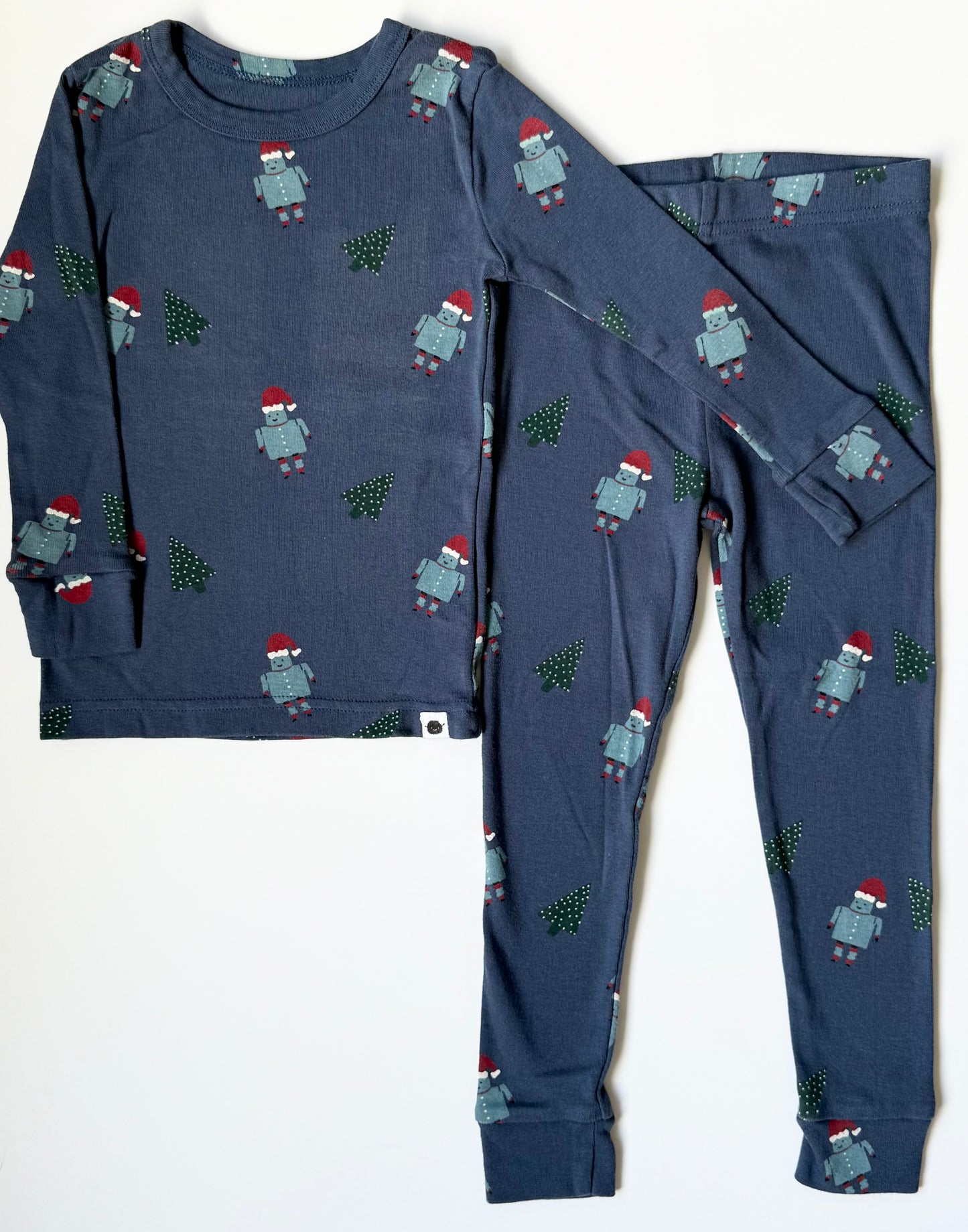 Rise Little Earthlings Blue Robot Christmas Two Piece PJ Set (4T)