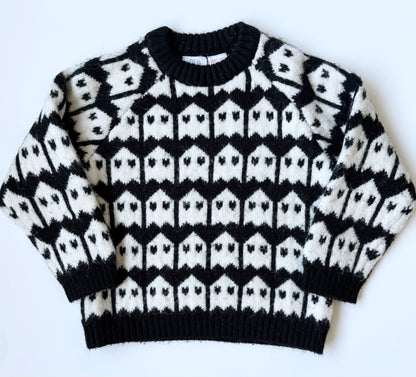 Zara Black & White Knit Ghosts Sweater (4-5 Years)