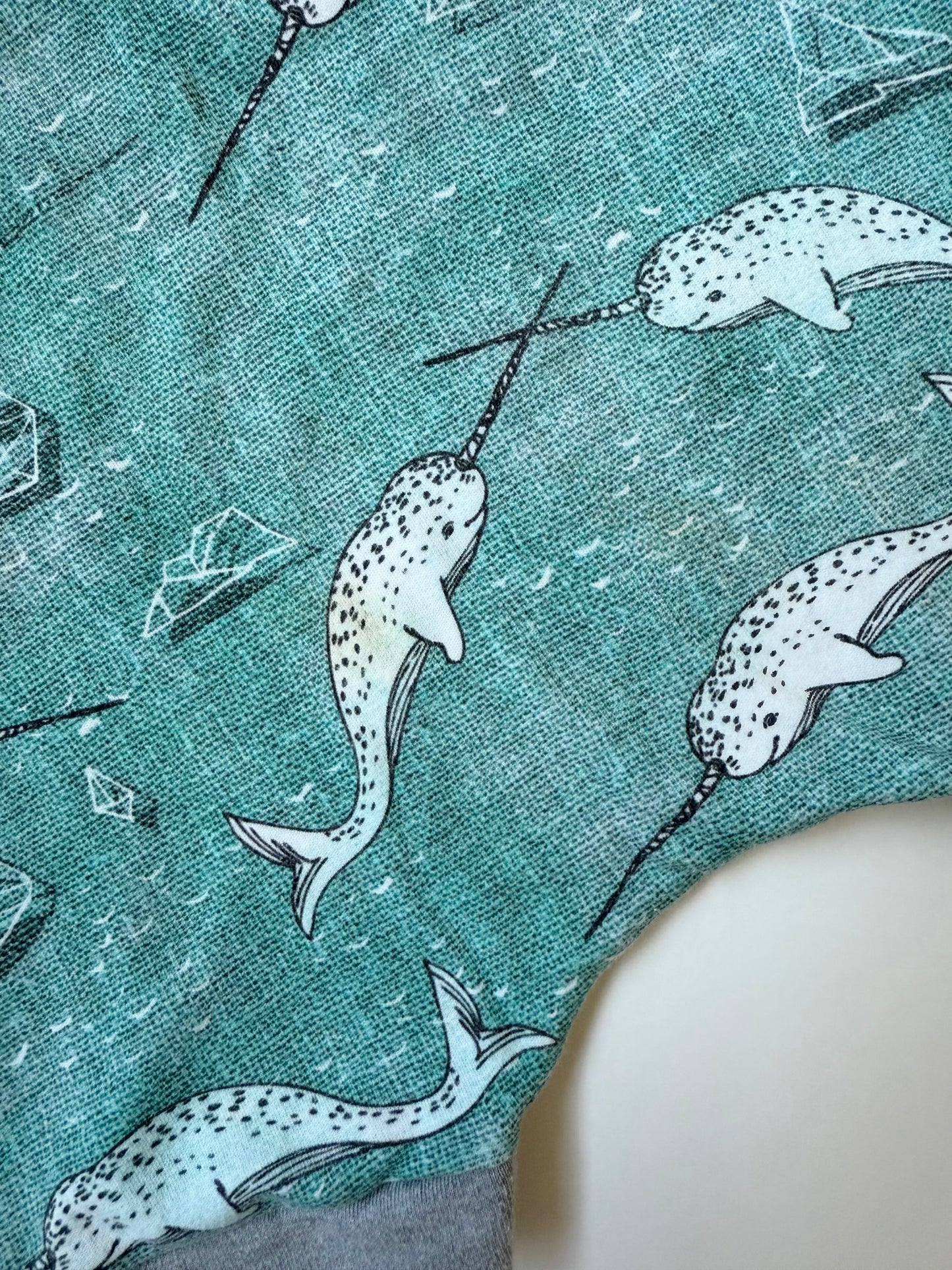 Olive Me Handmade Blue Narwals Shorty Romper (6-12 Months)