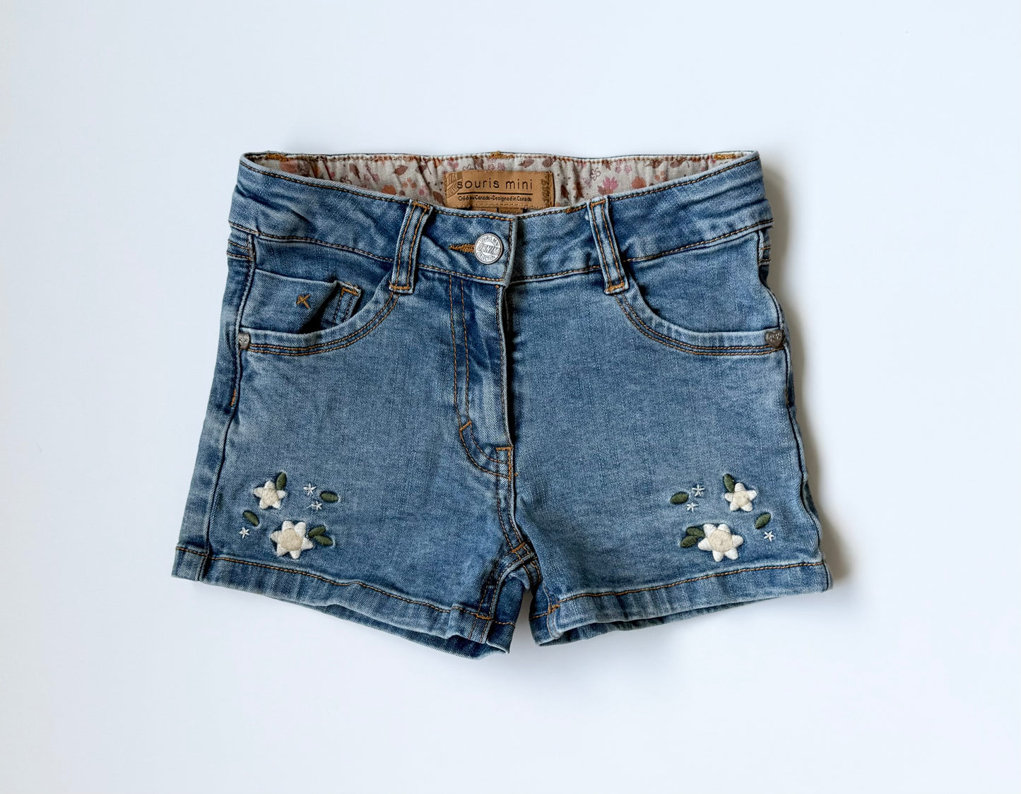 Souris Mini Jean Embroidered Flowers Shorts (5 Years)