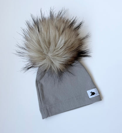 Lille Mus Grey Pom Beanie (0-6 Months)