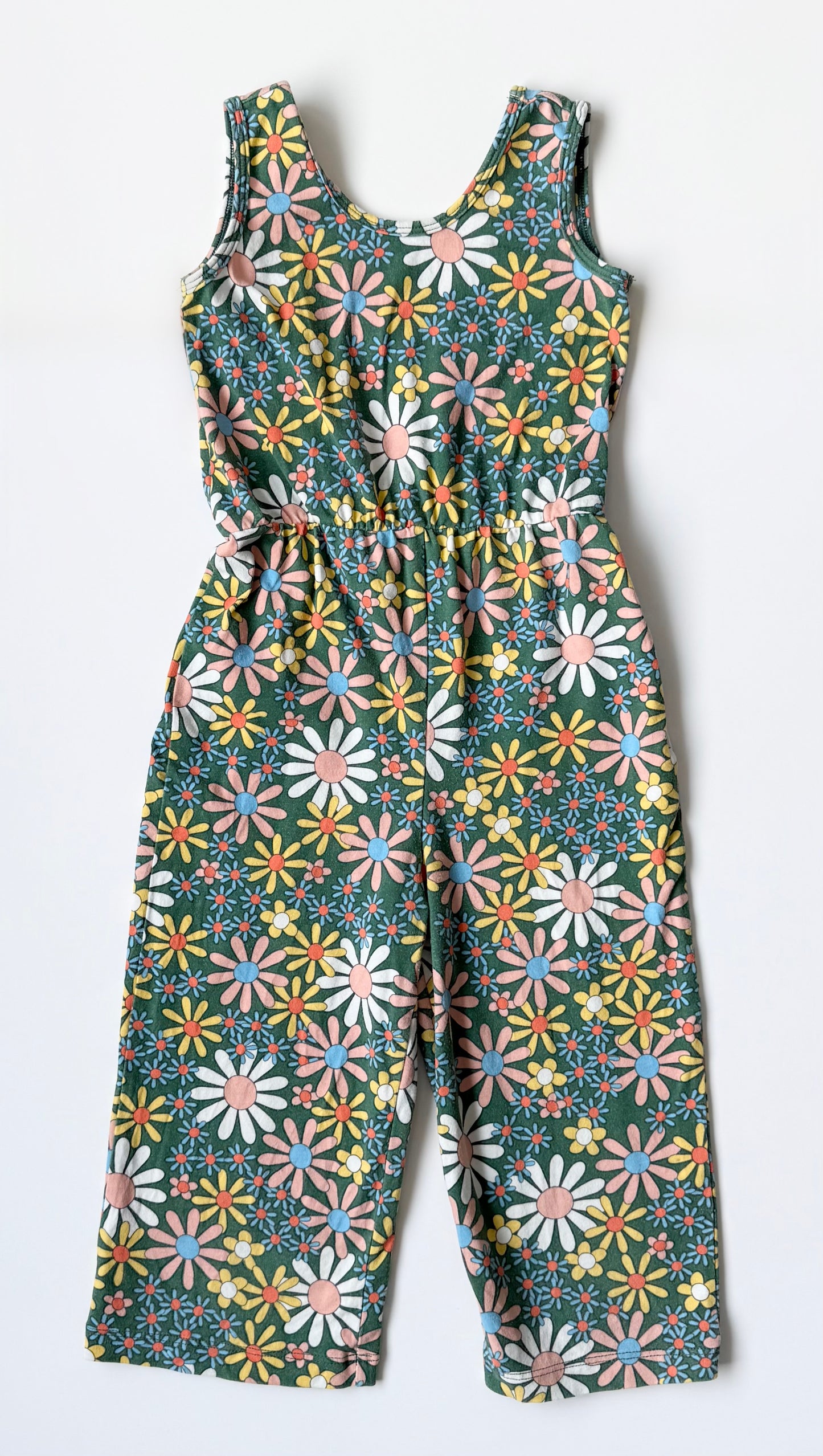 Alice + Ames Green Retro Floral Tank Jumpsuit (4 Years)