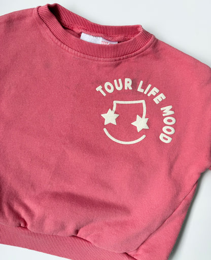 Zara Pink “Tour Life Mood” Crewneck Sweater (18-24 Months)