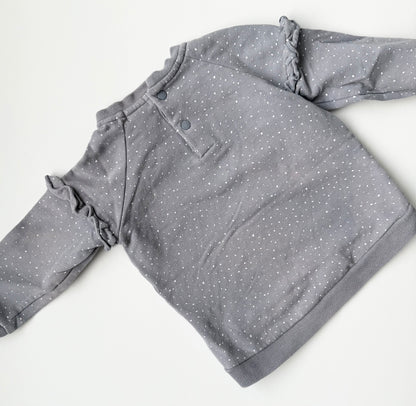 Miles the Label Grey & White Polkadot Sweater (18 Months)