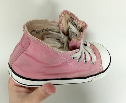 Converse Pink High Top Lace Up Sneakers (10)