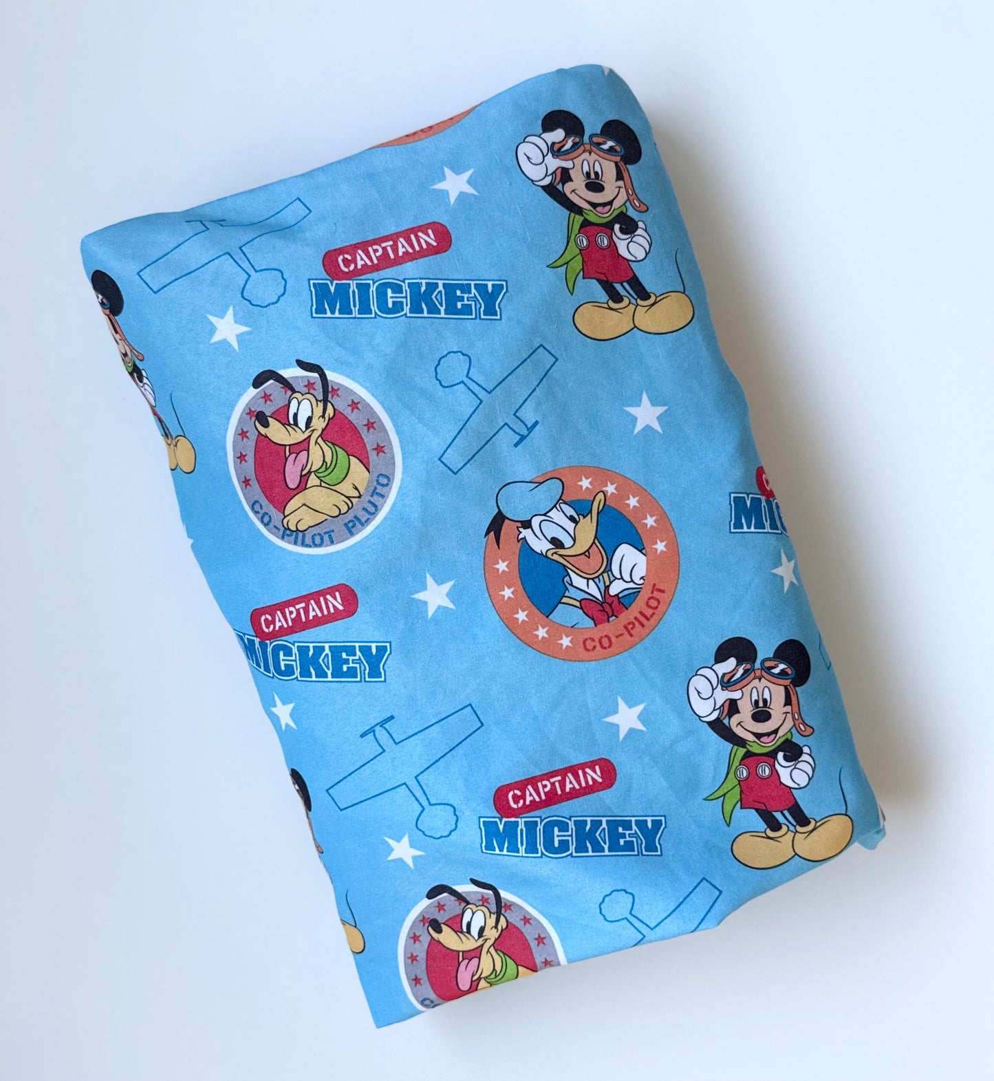 Disney Blue Captain Mickey Pilot Crib Sheet