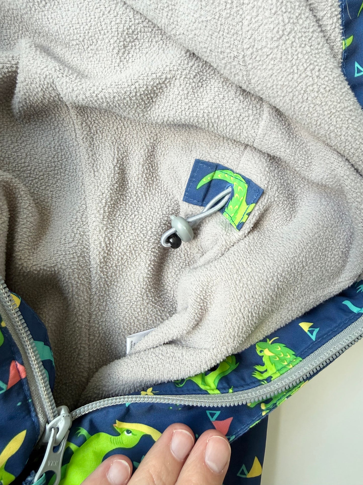Jan & Jul Cozy-Dry Blue & Green Dinosaurs Fleece Lined Waterproof Rain/Play Suit (1T)