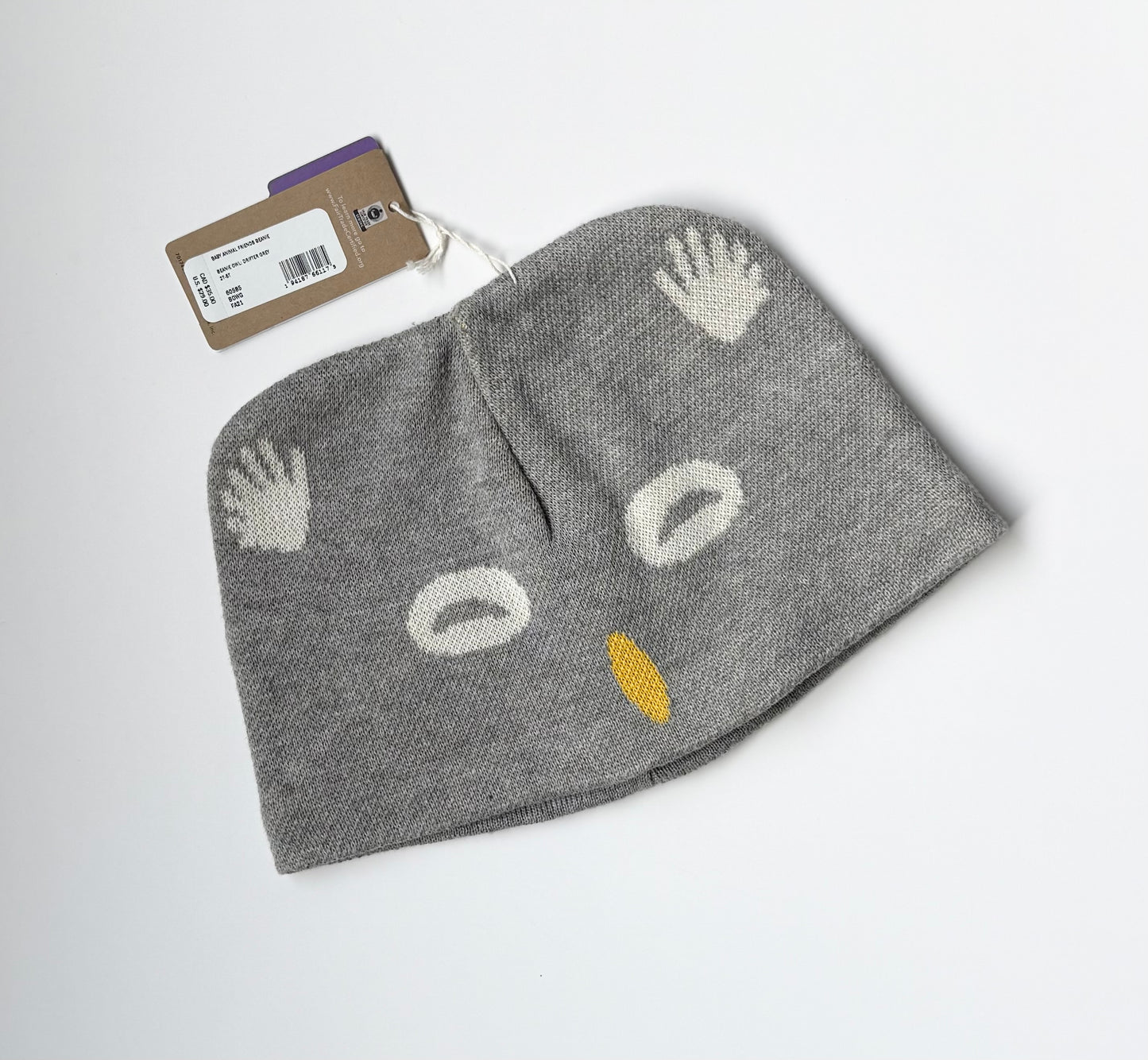 Patagonia Baby Animal Friends Beanie Owl in Drifter Grey - New (2T-5T)