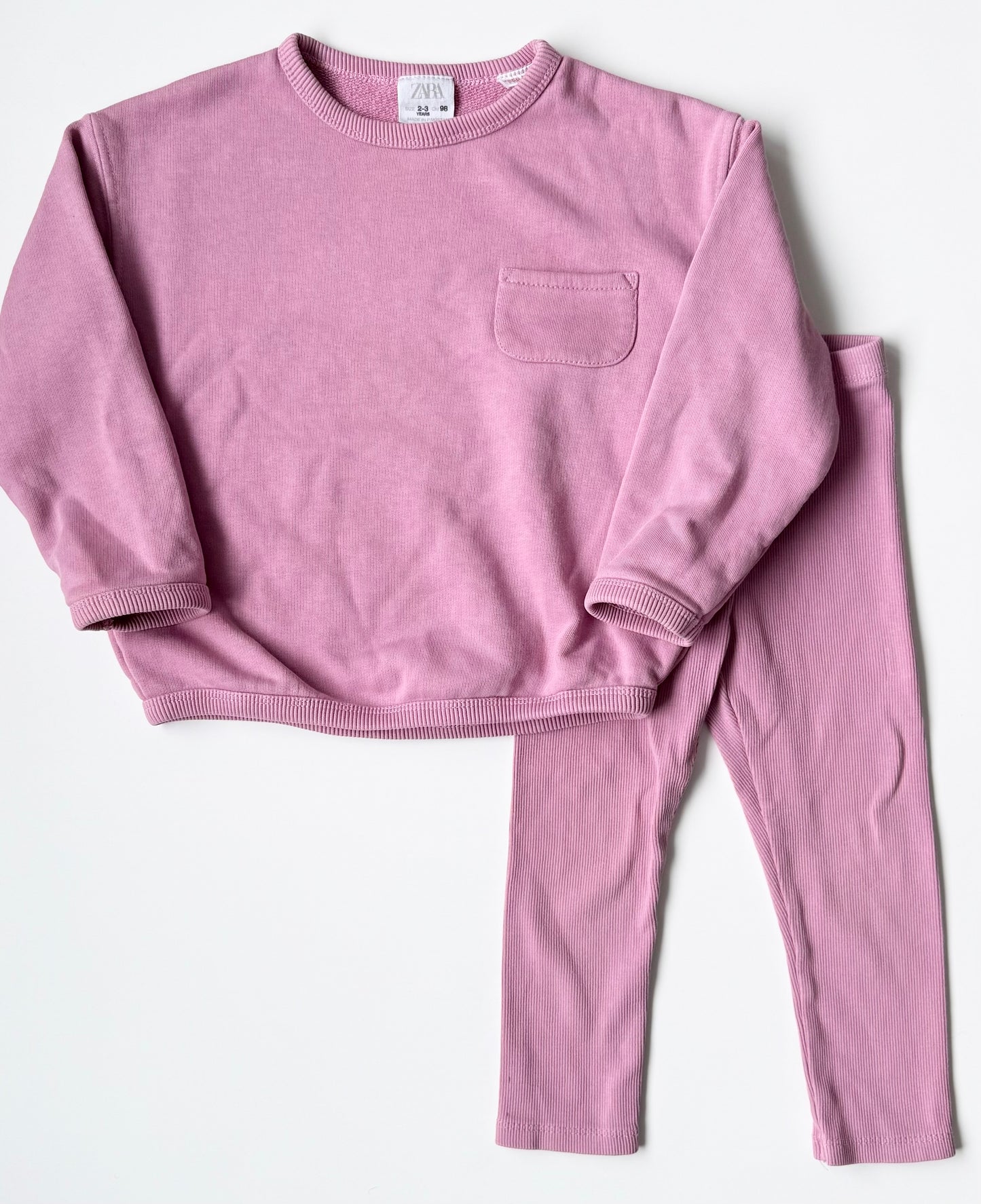 Zara Pink Sweater & Ribbed Leggings Set (2-3 Years)