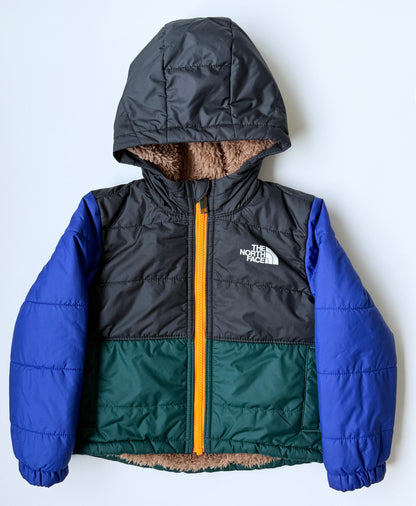 The North Face Mount Chimbo Black/Blue/Green Reversible Brown Furry Hooded Jacket (2T)