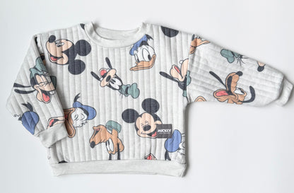 Mickey & Friends White Ribbed Quilted Characters Sweater (3T)