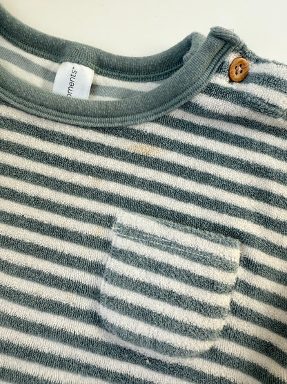 Modern Moments Blue & White Stripped Terry T-Shirt & Shorts Set (24 Months)