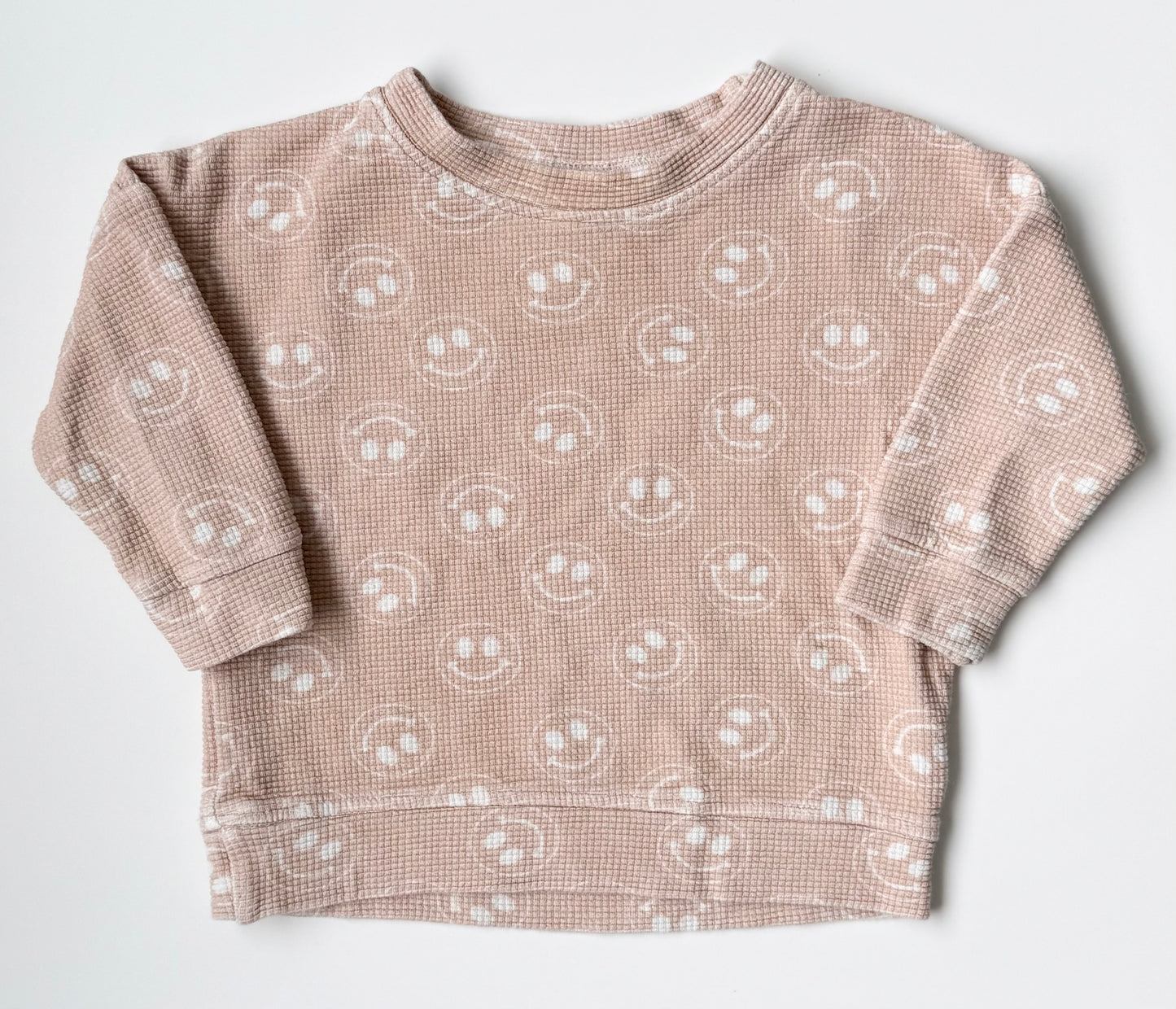 Dear Aspen Pink Smiley Waffle Sweater & Pants Set (2T)