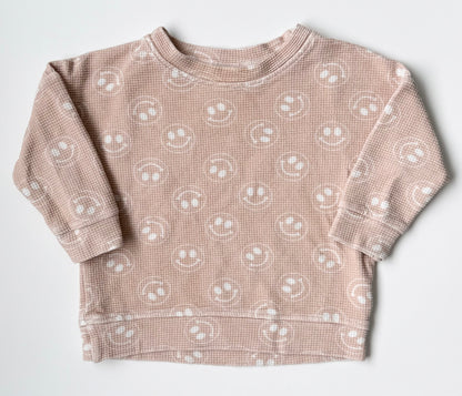 Dear Aspen Pink Smiley Waffle Sweater & Pants Set (2T)