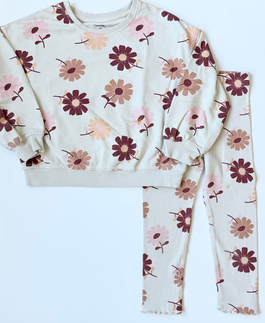 George Beige Floral Sweater & Ribbed Leggings Set (4T)