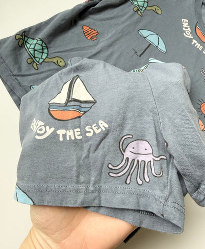 H&M Blue “Enjoy The Sea” T-Shirt & Matching Shorts Set (3-4 Years)