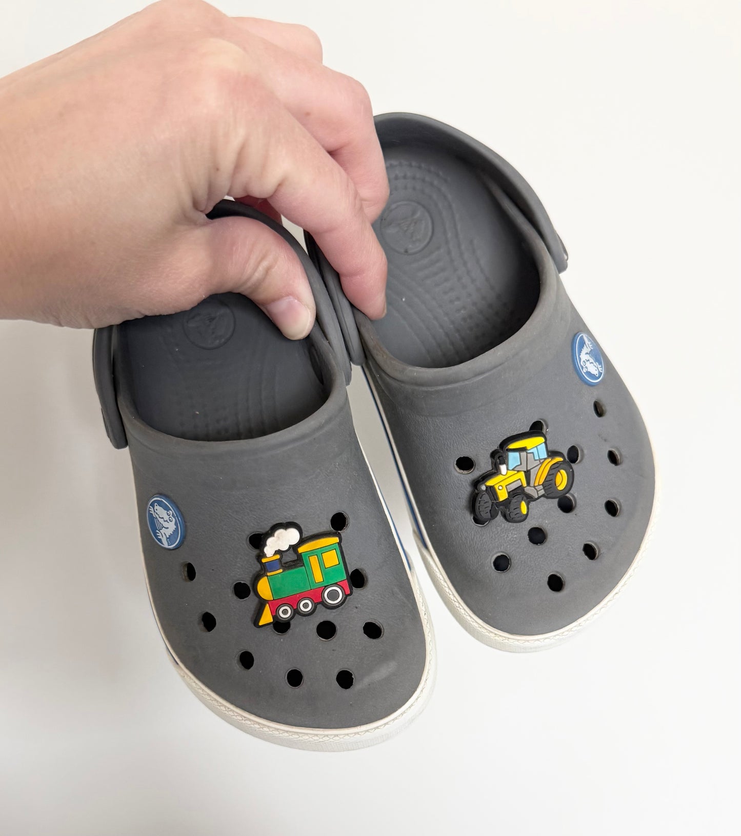 Crocs Grey Crocband Clog Slip Ons & Fun Jibbitz (8/9)