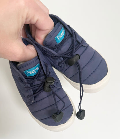 People Navy Quilt Drawstring Stretch Lace Sneakers (6)