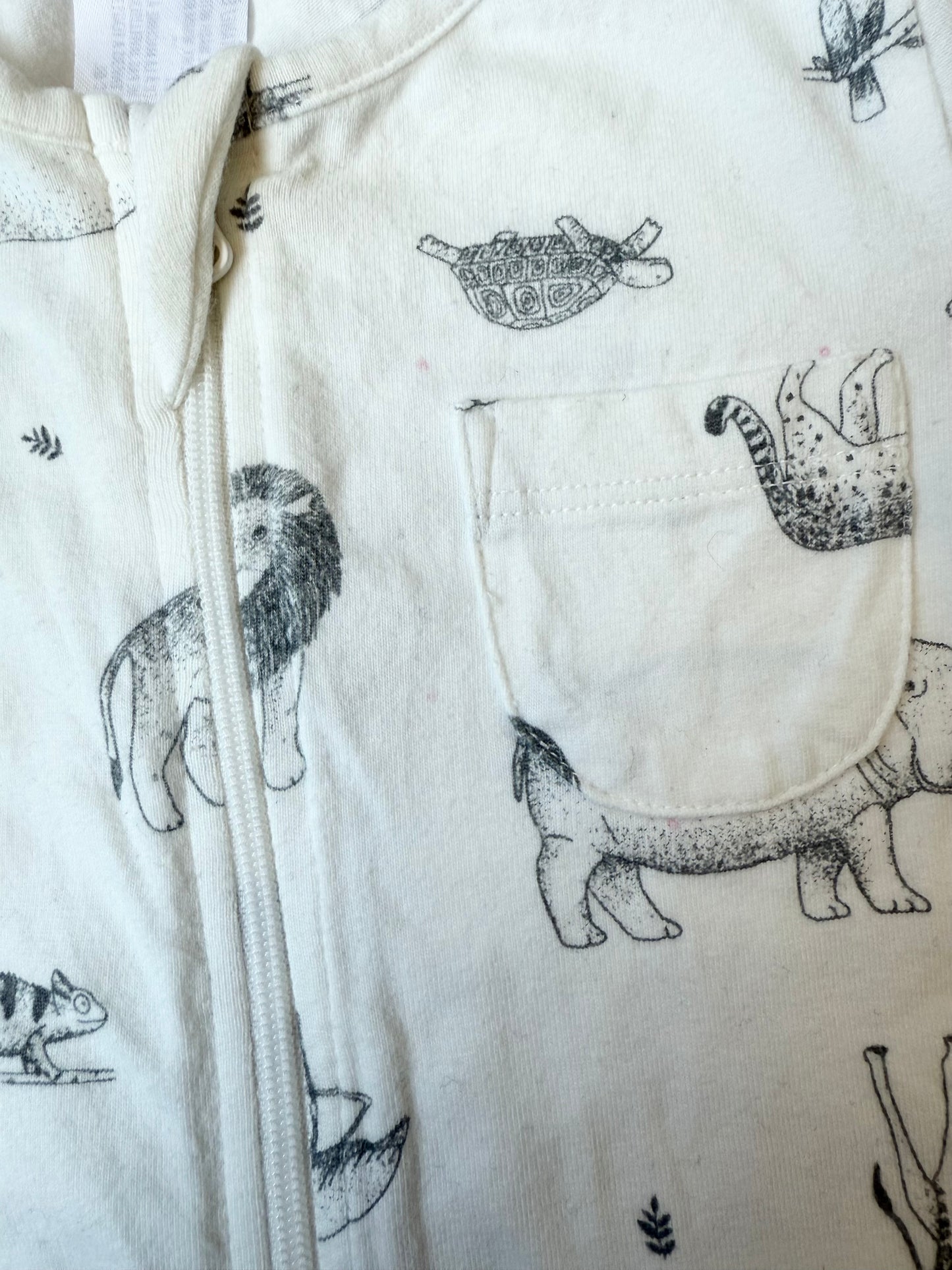 Anko White Safari Animals Sleeper (3-6 Months)