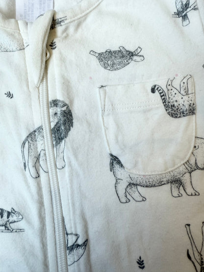 Anko White Safari Animals Sleeper (3-6 Months)