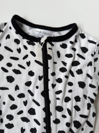Bambi & Birdie White & Black Speckled Sleeper Romper (3-6 Months)