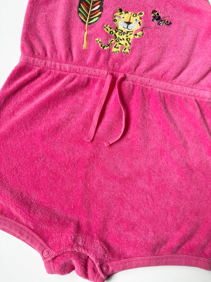 H&M Hot Pink Jungle Lion Terry Sleeveless Romper (12-18 Months)
