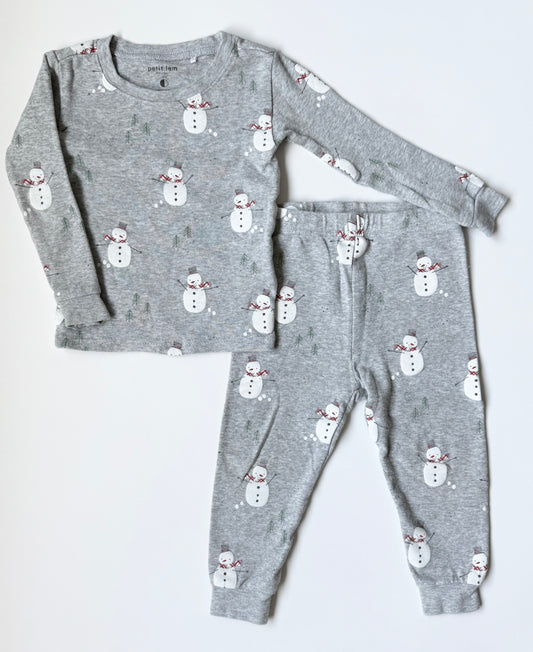 Petit Lem Grey Snowmen Two Piece PJ Set (18 Months)