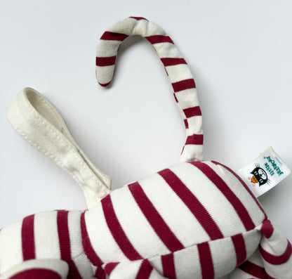 Jellycat Little Zoot Monkey Maroon Red White Striped Plush Soft Rings Baby Toy