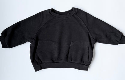 Zara Black Two Pocket Crewneck Sweater (12-18 Months)