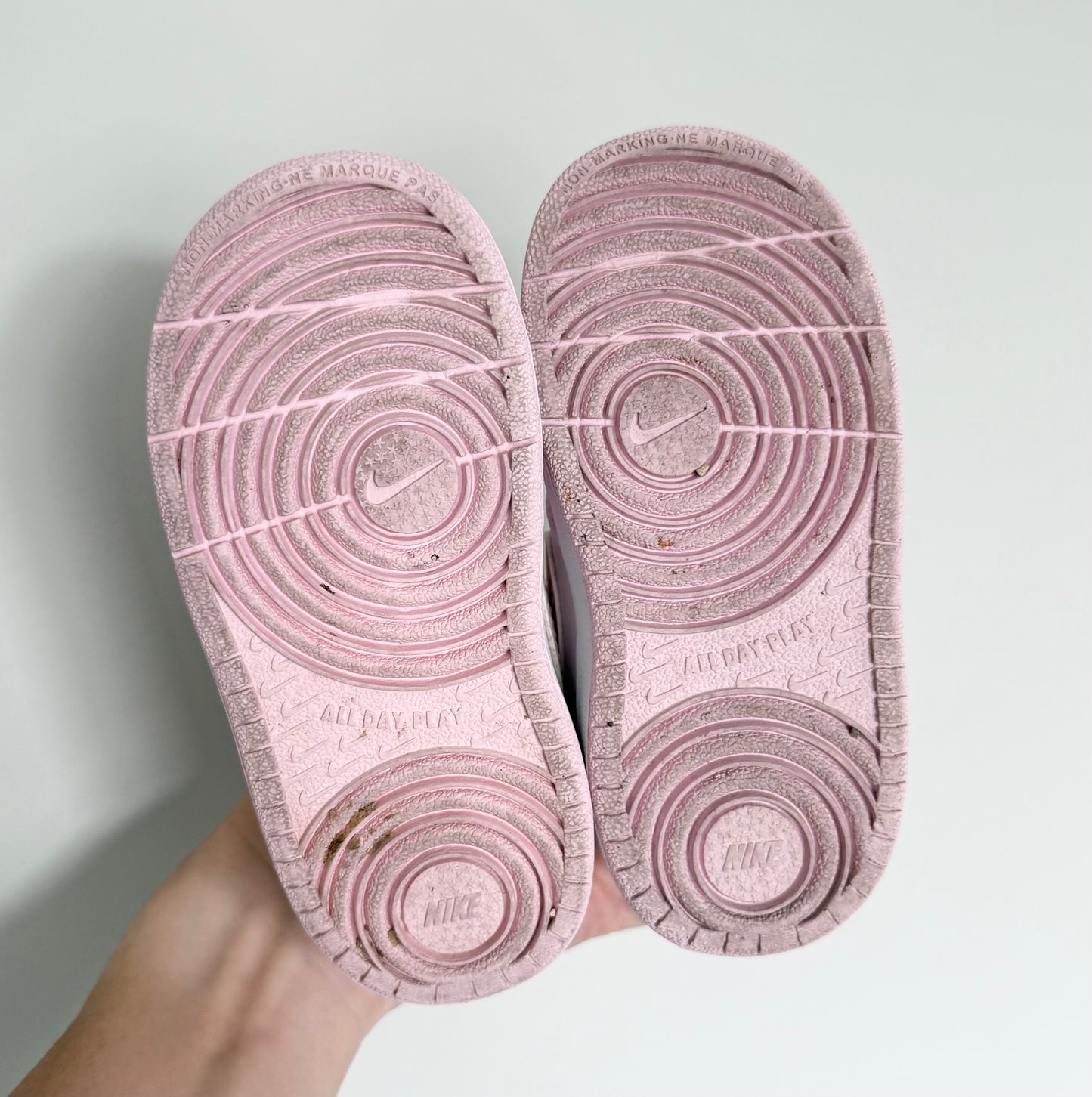 Nike Court Borough Low Recraft White & Sparkle Baby Pink Stretch Lace & Velcro Sneakers (7)