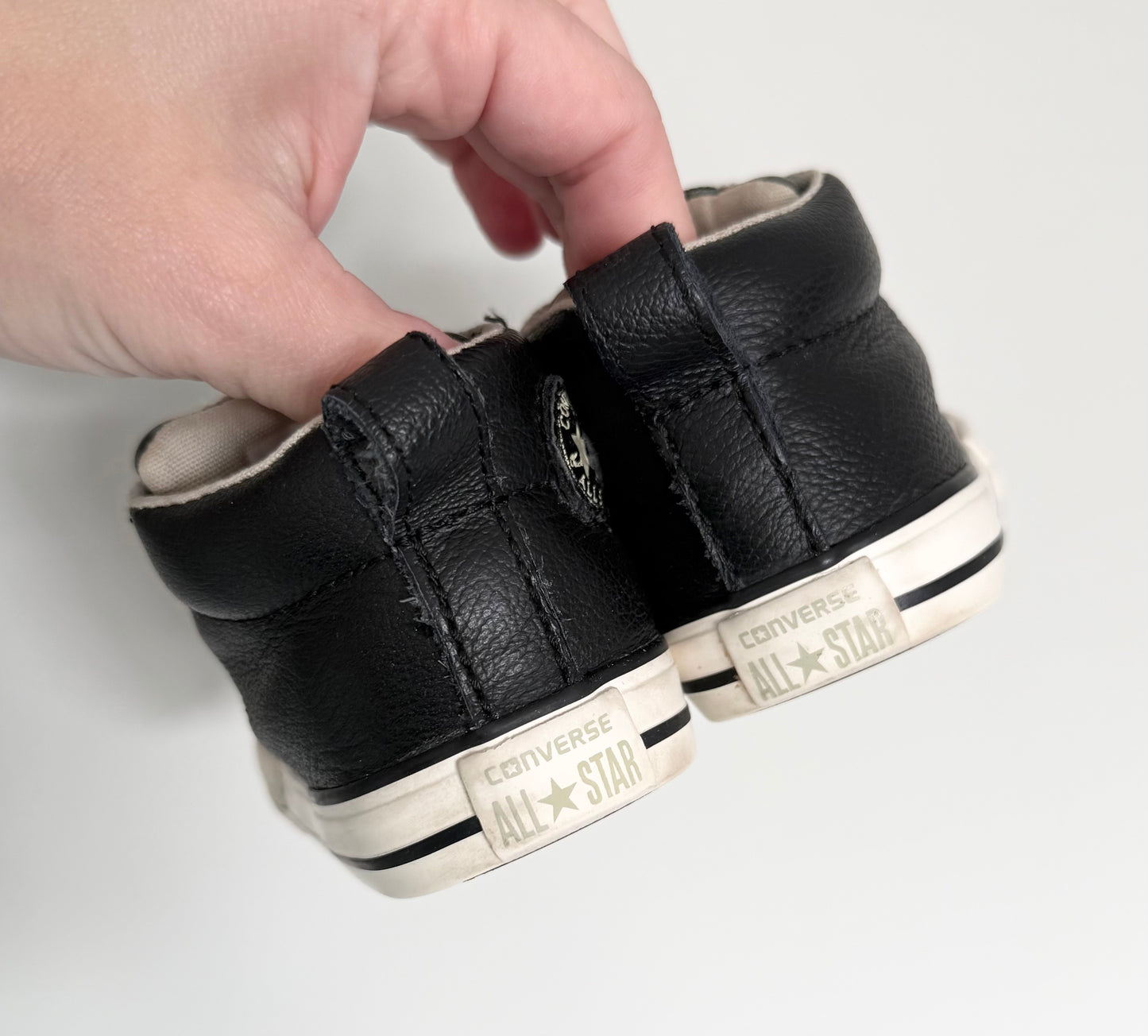 Converse Black Leather High Top Stretch Lace Sneakers (5)