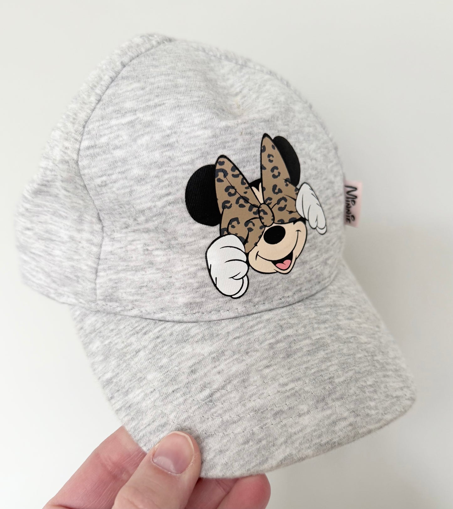H&M Disney Heather Grey Minnie Mouse Cheetah Bow Ball Cap (12-24 Months)