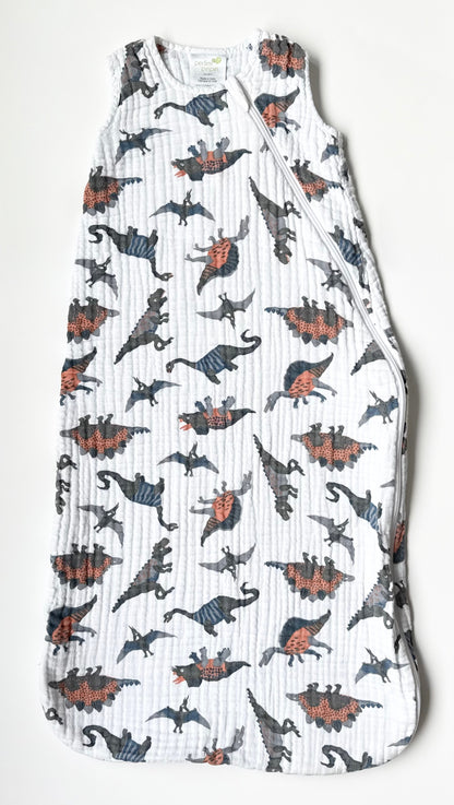 Perlim Pinpin White Dinosaurs Muslin Sleep Sack (6-18 Months)