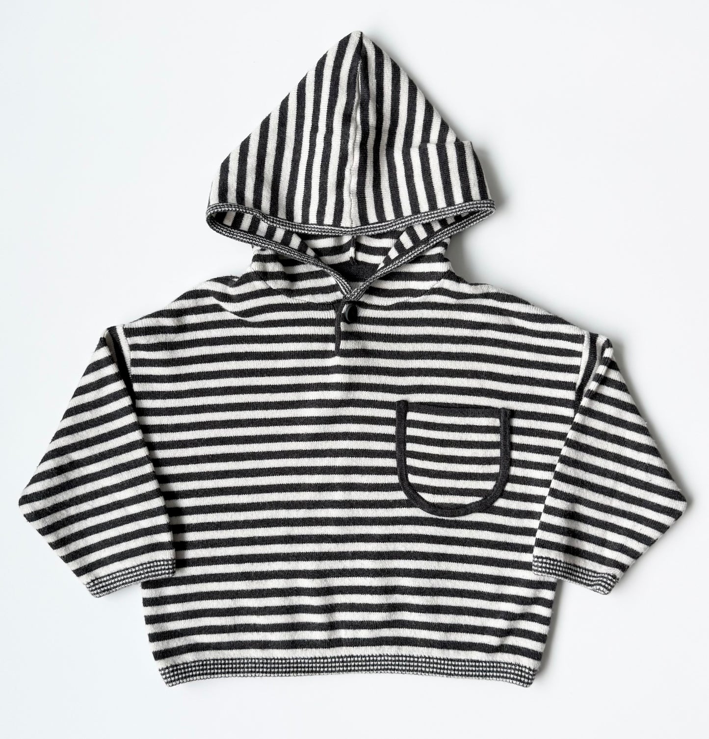 Zara Black & White Fuzzy Striped Hoodie (9-12 Months)