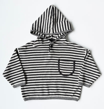 Zara Black & White Fuzzy Striped Hoodie (9-12 Months)