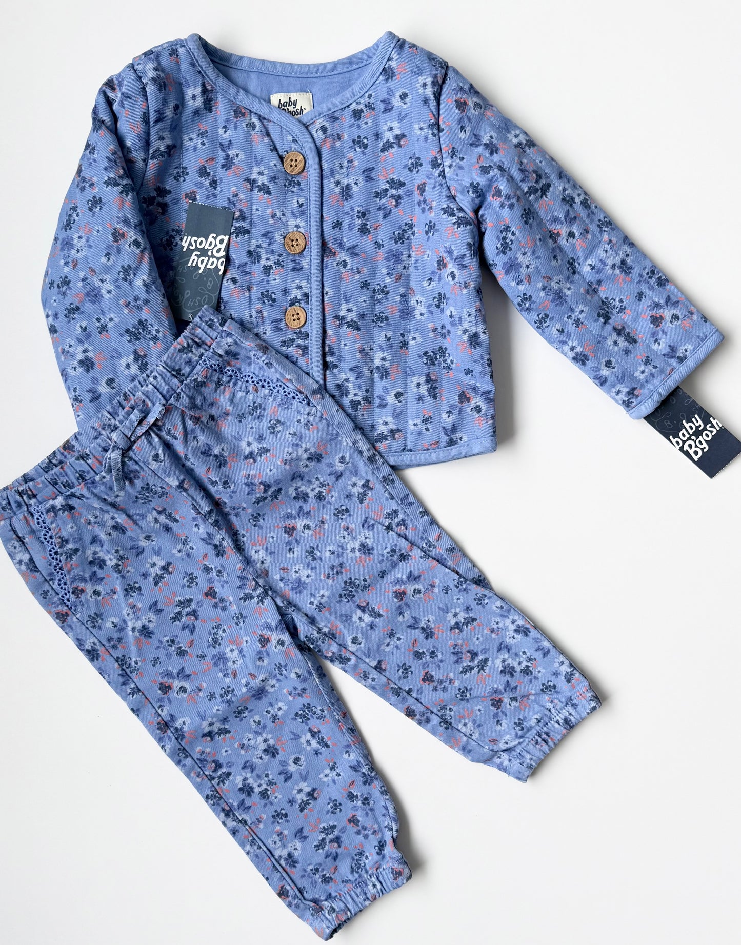 Oshkosh Purple Antique Floral Quilted Sweater & Pants Set - New (12 Months)