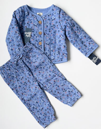 Oshkosh Purple Antique Floral Quilted Sweater & Pants Set - New (12 Months)