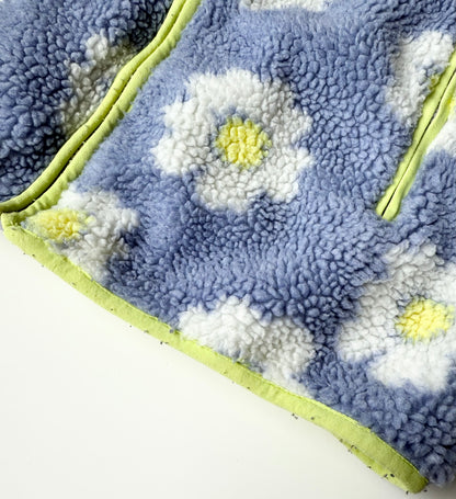 Zara Light Blue Daisies Sherpa Jacket (11-12 Years)