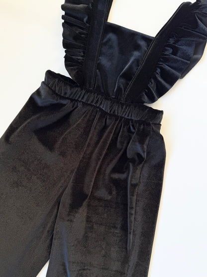 Zara Black Velvet Flutter Sleeve Jumpsuit (2-3 Years)