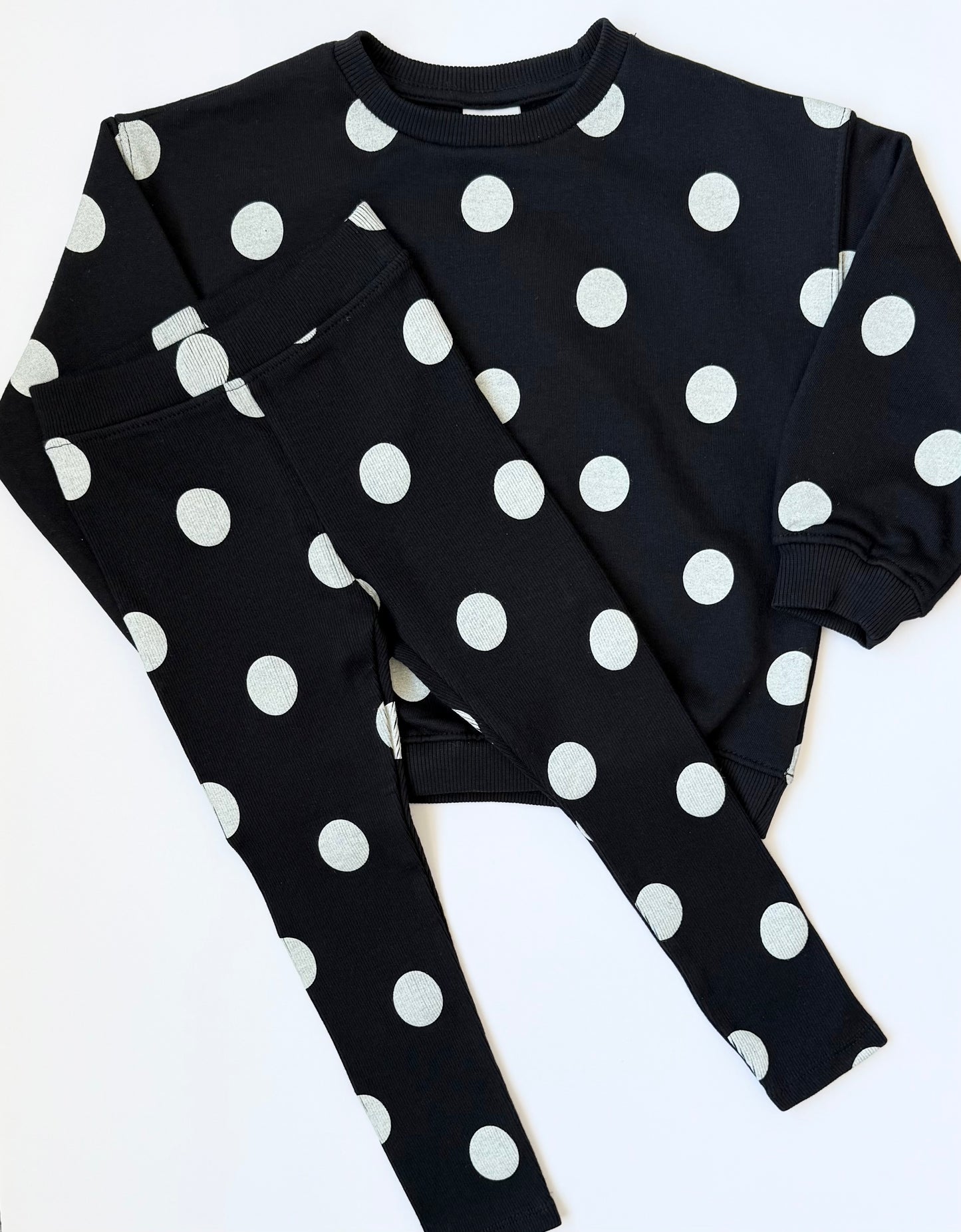 Zara Black & White Polkadot Sweater & Ribbed Leggings Set (4T)