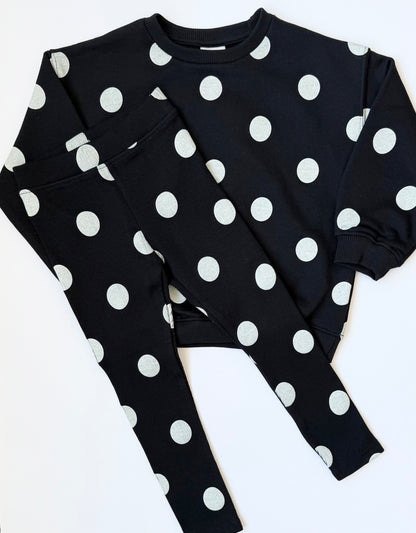 Zara Black & White Polkadot Sweater & Ribbed Leggings Set (4T)